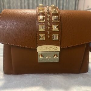 Valentino Purse Camel or Brown with Gold Colored Accents & Hardware Used Once